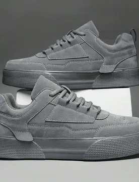 El tamaño es pequeño) Nuevos zapatos para hombres, zapatos de patinaje lisos de color gris con cordones para hombres, zapatillas casuales con detall - Shein - FashionsVida