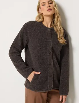 Women's Tall Sherpa Jacket in Brown Size: 10 - Brown - Size: 10 - Long tall sally - FashionsVida