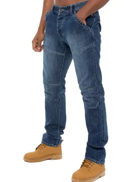 Mens Denim Jeans Straight Leg - Blue Polycotton - Size 32w/30l - Enzo - FashionsVida