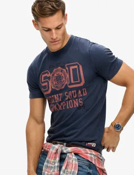 Superdry Herren Vintage Prep T-shirt in Lockerer Passform Navy - Größe: M - 39.99 - FashionsVida