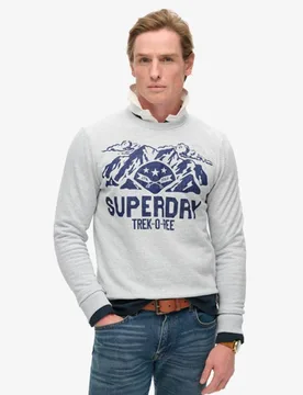 Superdry Herren Outdoors Sweatshirt mit Rundhalsausschnitt und Grafik Grau - Größe: S - 79.99 - FashionsVida