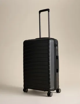 Oslo 4 Wheel Hard Shell Medium Suitcase Black - M&S - FashionsVida
