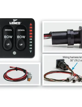 Electric Trim Tab Switch Kit For Single Actuator Led Indicator Black One Size unisex - Lenco Marine - FashionsVida