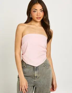 Womens Poplin Scarf Tie Back Top - Light Pink - Size 12 Uk - Boohoo - FashionsVida