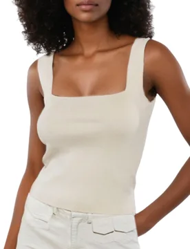 Top Donna Orla in Maglia a Costine Beige Elegante 15204049/443 - GOA GOA - FashionsVida