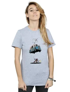 Women's Deadpool Ice Cream Cotton Boyfriend T-Shirt in Grey Size: Large - Grey - Size: L - Marvel - FashionsVida