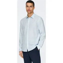 Only & Sons - Camisa de lino de hombre manga larga
