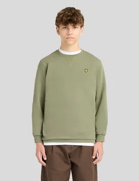 Kids Cotton Crew Neck Sweatshirt Fatigue Olive - Lyle & Scott - FashionsVida