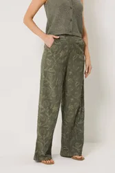 Women's Tall Embroidered Wide Leg Trousers in Olive Size: 18XL - Olive - Size: 18XL