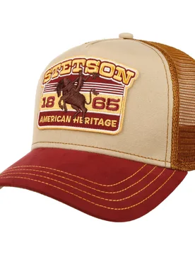 Heritage Rodeo Trucker Cap by - beige-red - Size: One Size Small - Stetson - FashionsVida