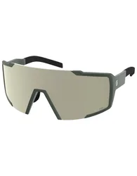 Sonnenbrille Shield Kaki Green Amp White Chrome S2 schwarz