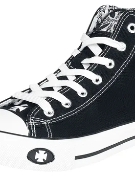 Rockabilly Sneaker high - Iron Cross - EU40 bis EU45 - für Männer - Größe EU43 - schwarz/weiß - Männer - male - West Coast Choppers - FashionsVida