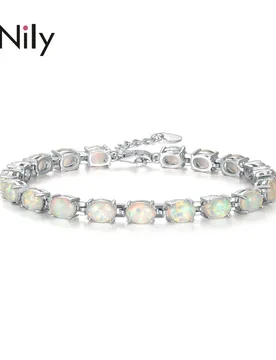 CiNily Blue & White Fire Opal Stone Chain Bracelets Silver Plated Oval Fine Link Bracelet Bohemia BOHO Summer Jewelry for Woman - Aliexpress - FashionsVida