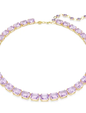 Collana Millenia, Taglio ottagonale, Viola, Finitura oro 18K OS - Swarovski - FashionsVida