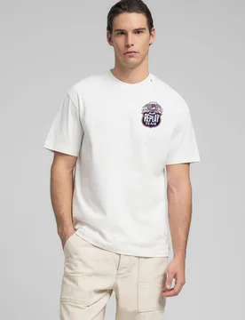 Camiseta de hombre de manga corta con estampado frontal - Replay - FashionsVida