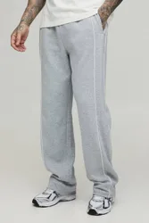 Herren Große Größen Gerade Geschnittene Jogginghose Mit Paspelierung Grey Marl Größe Medium