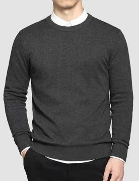 Jersey de cuello redondo de unicolor casual para hombre, de manga larga, para otoño/invierno M - Shein - FashionsVida