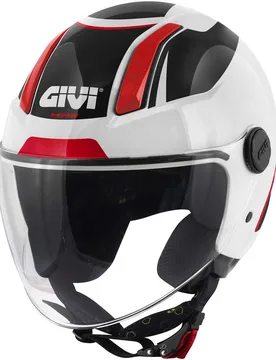 Casco Moto Jet 11.7F Logic Bianco Nero Rosso taglia S - GIVI - FashionsVida