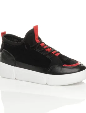 Women's Low Heel Retro Trainers Hi Tops in Black Size: 3 - Black - Size: 3 - Ajvani - FashionsVida