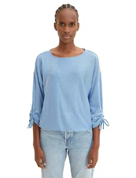 Maglietta A Maniche Lunghe Structured Stripe Small Mid Blue White Stripe 2XL - Tom tailor - FashionsVida
