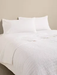 Pure Linen Quilted Bedspread White