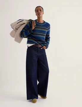 Wool Blend Striped Jumper with Mohair Blue Mix female - Seasalt cornwall - FashionsVida