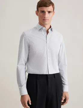 Slim Business Hemd Druck Grau 39 - Seidensticker - FashionsVida