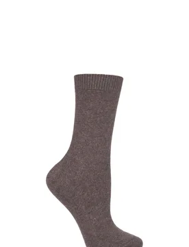 Pair Mid Brown Cosy Wool and Cashmere Socks Ladies 5.5-8 Ladies - - Brown - Size: Small - Falke - FashionsVida