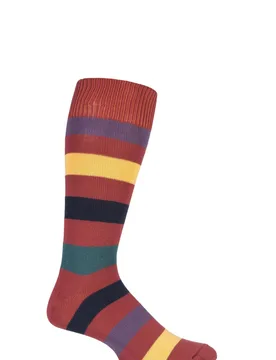 Pair Terracotta / Multi of London Bold Broad Stripe Cotton Socks Men's 7-11 Mens - - Orange - Size: 7-11 Mens - SOCKSHOP of London - FashionsVida