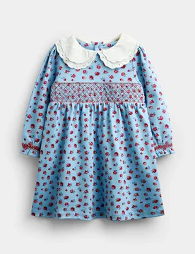 Pure Cotton Ditsy Floral Smocked Dress (1-5 Yrs) Light Blue Mix Female - JoJo Maman Bébé - FashionsVida