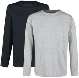 Langarmshirt für Männer schwarz/grau "Doppelpack Longsleeves Grau und Schwarz mit Rundhalsausschnitt" von - Männer - male