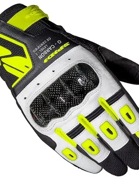 Guanti Corti Moto In Pelle Racing G-CARBON Bianco Gial taglia S - Spidi - FashionsVida