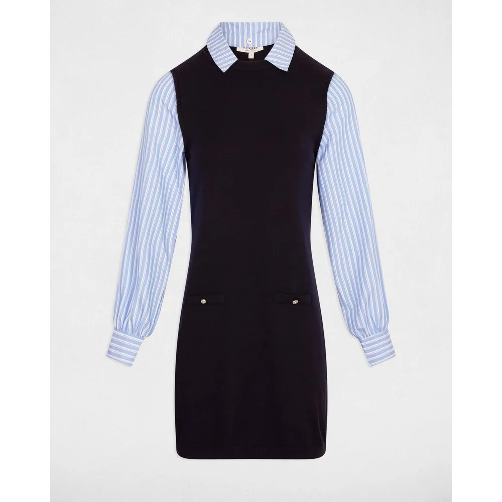 Vestido corto con cuello polo efecto camisero - Morgan - FashionsVida