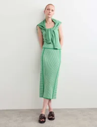 Lyocell Rich Striped Midi Column Skirt Green Mix female