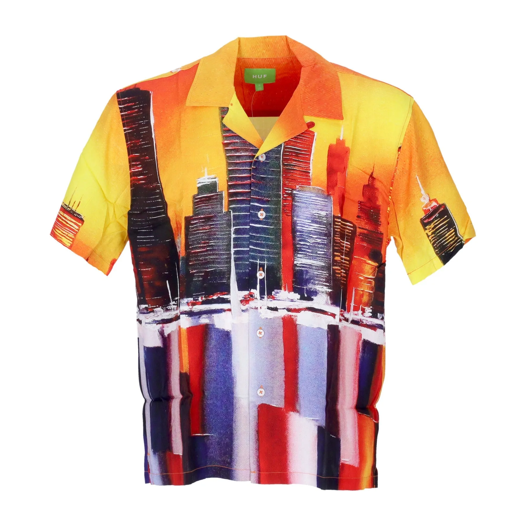 Camicia Manica Corta Uomo Concrete Jungle Woven Top Orange - Huf - FashionsVida
