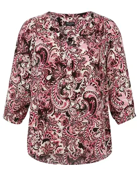 Bluse V-Ausschnitt 3/4 Arm Druck female - 48 - FashionsVida