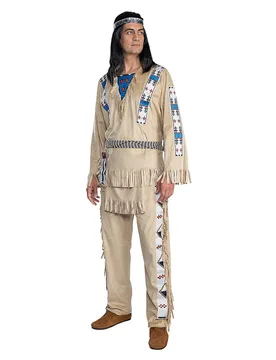 Winnetou-Kostüm für Herren Indianer-Kostüm Fasching braun-blau - male - METAMORPH GmbH - FashionsVida