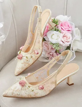 Tacones altos elegantes de moda con punta fina y decoración de lazo para mujer EUR38 - Shein - FashionsVida
