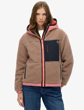 Superdry Damen Vintage Sherpa Fleece Jacke Beige - Größe: 36 - 119.99 - FashionsVida