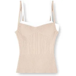 Top de mujer de tirantes en punto acanalado con capas