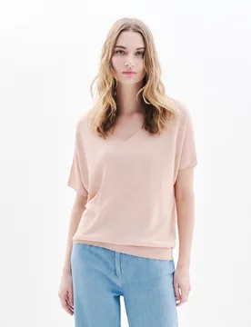Jersey de mujer con manga corta en lino - Caroll - FashionsVida