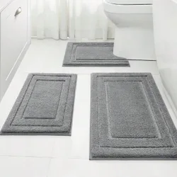 Pieza/3 piezas Juego de alfombras de baño con arco simple y efecto felpa, absorbente de agua y antideslizante, lavable a máquina, fácil de limpiar,