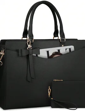 Bolso para portátil de mujer, bolso tote para portátil de 15.6 pulgadas, bolso tote de gran capacidad de PU para negocios, bolso tote impermeable, b - Shein - FashionsVida