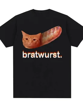 Bratwurst Funny Cat Meme T-shirts Men Women's Clothing Casual Humor Short Sleeve T Shirt Summer Pop Oversized T-shirt Streetwear - Aliexpress - FashionsVida