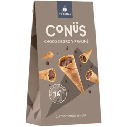 Conüs con chocolate negro y praliné