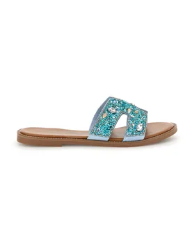 Ciabatte turchesi con pietre, brillanti e conchiglie 15603 37 - FUN BEACH - FashionsVida