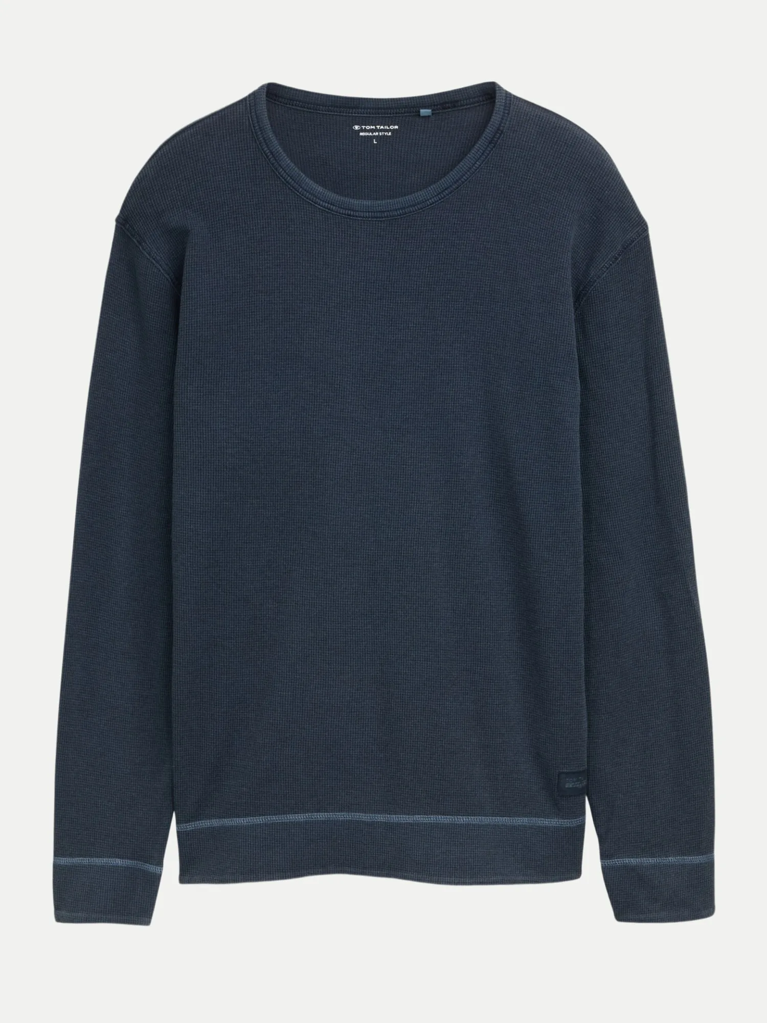 Langarmshirt mit Waffelstruktur Blau XL - Tom Tailor Casual - FashionsVida