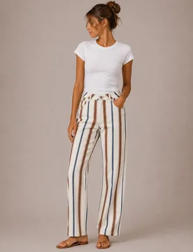 Pantalón de mujer ancho de rayas - Vila - FashionsVida