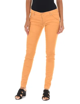 Womens Long Stretch Fabric Pants 70dbf0585-G194 Woman - Yellow Cotton - Size 29 (Waist) - MET - FashionsVida