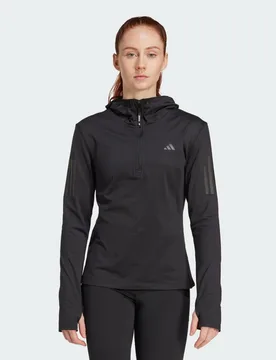 Felpa con cappuccio a mezzo zip invernale Own The Run 2XS Black - Adidas - FashionsVida